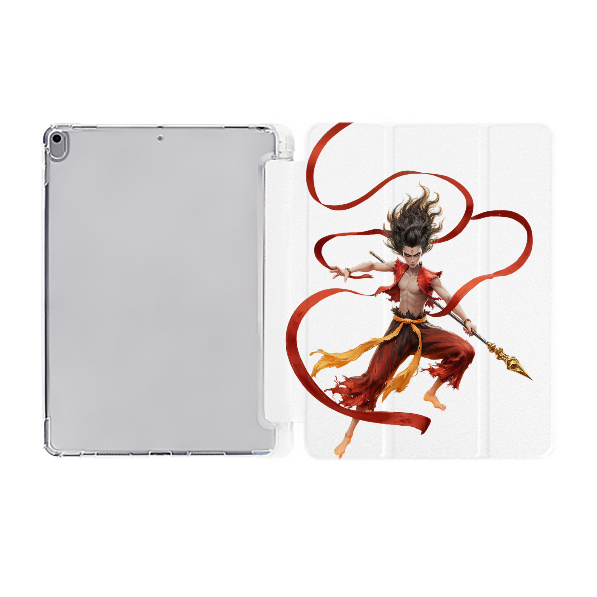 （画像用） Ne Zha 2 ナタ 魔童の大暴れ IPad ケース ペン収納付き 三つ折りスタンド PUレザー×シリコン 対応機種9.5/10.5/10.9インチ